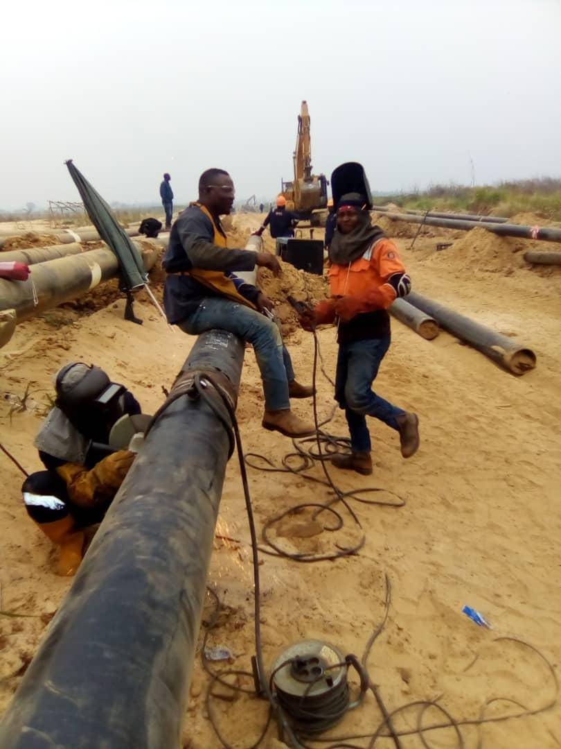 Pipeline installation work in the field
